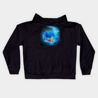 The blue tree on a little island Kids Hoodie